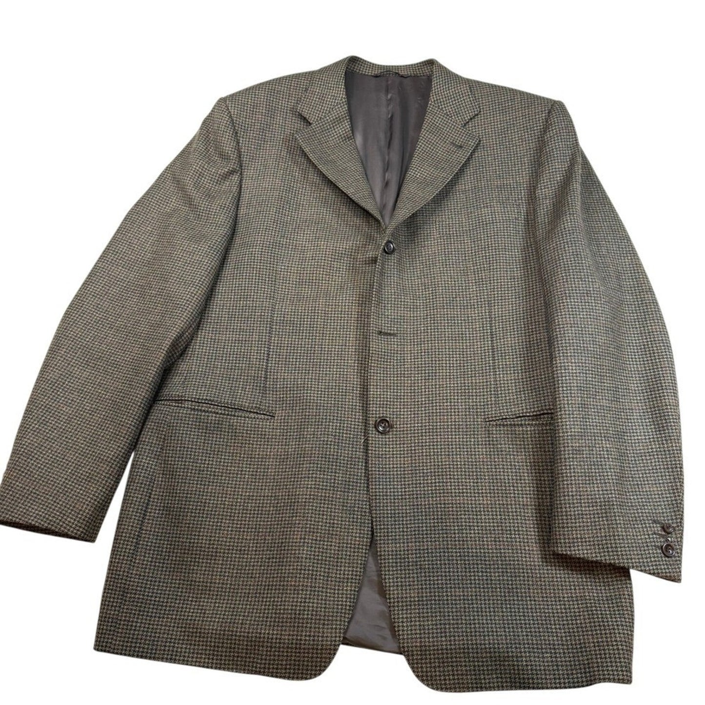 Mens Houndstooth Blazer Jacket 46L Made in Italy Classic Business Casual