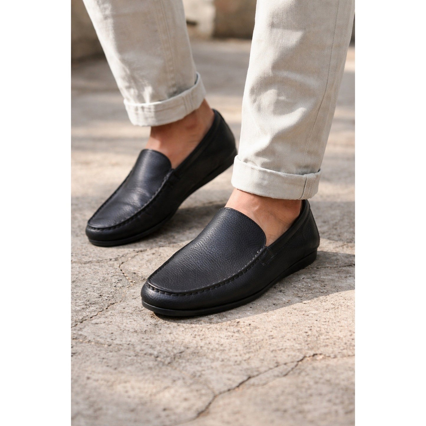 Giorgio Brutini Janeiro Leather Driving Loafers – Men's 10.5 Black Slip-On