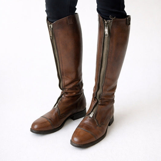 Dehner Equestrian Riding Boots – Men's 8 Brown Leather Vintage Zip Omaha, NE